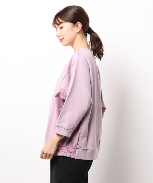 スーパーハッカ　SUPER HANKA 花柄スウェット五分袖トップス　トレーナー スーパーハッカ SUPER HANKA 花柄スウェット五分袖トップス