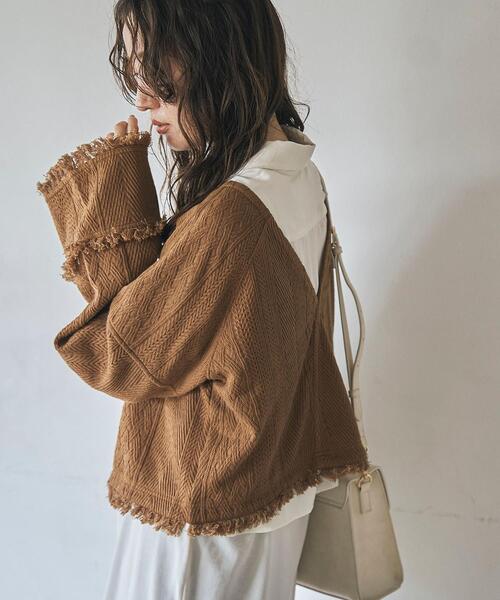 coen(コーエン)の「【WEB限定】ボヘミアンをほんのり醸し出す。2WAYフリンジプルオーバー(その他トップス・レディース・オフホワイト/ブラウン・FREE)」の2枚目の写真