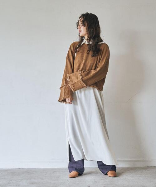 coen(コーエン)の「【WEB限定】ボヘミアンをほんのり醸し出す。2WAYフリンジプルオーバー(その他トップス・レディース・オフホワイト/ブラウン・FREE)」の4枚目の写真