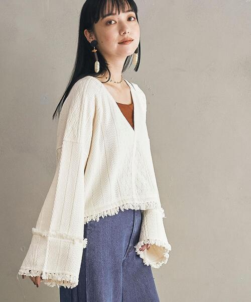 coen(コーエン)の「【WEB限定】ボヘミアンをほんのり醸し出す。2WAYフリンジプルオーバー(その他トップス・レディース・オフホワイト/ブラウン・FREE)」の6枚目の写真