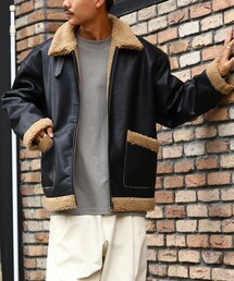 FREAK'S STORE | WEB限定 フェイクレザー ボンディングボア B-3ブルゾン/フェイクムートン/ビッグシルエット(ブルゾン)