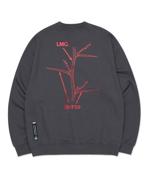 LMCの「【LMC】THORNS GUIDE SWEATSHIRT / エルエムシー THORNS ガイド グラフィック スウェットシャツ（スウェット・メンズ・チャコールグレー/ブラック/オリーブ・MEDIUM/LARGE/SMALL/X-LARGE）」の2枚目の写真