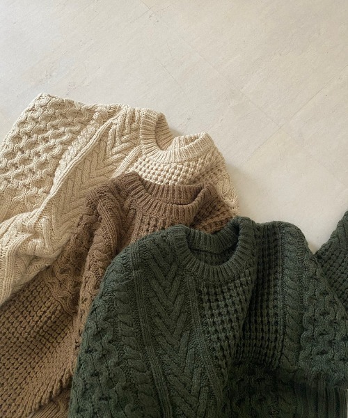 Bab（バブ）の「パッチワークボリューム　ニット（ニット/セーター・レディース・ダークグリーン/ブラウン/アイボリー・FREE）」の19枚目の写真