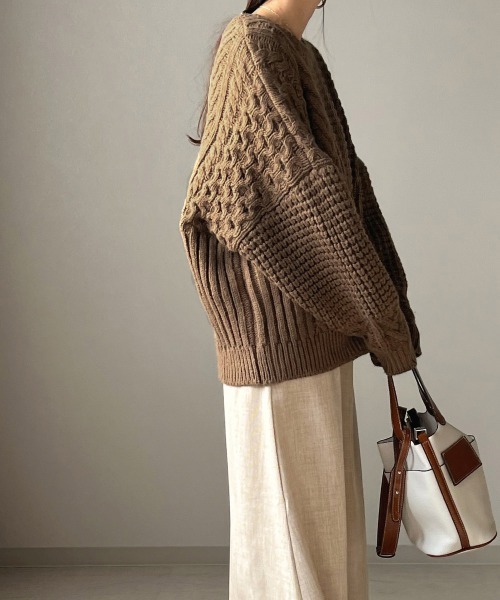 Bab（バブ）の「パッチワークボリューム　ニット（ニット/セーター・レディース・ダークグリーン/ブラウン/アイボリー・FREE）」の21枚目の写真