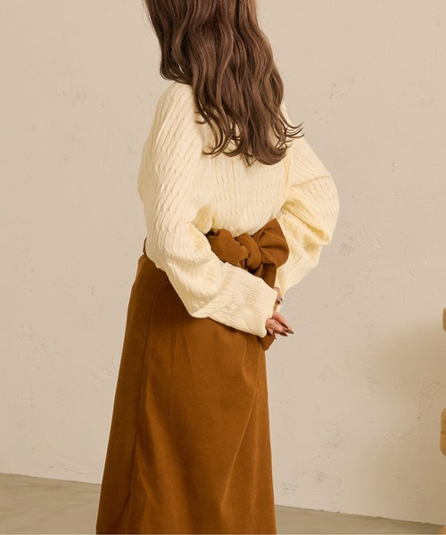 Ambre Neige(アンブルネージュ)の「ホソケーブルニット/【WEB/EC限定商品】(ニット/セーター・レディース・アイボリー/モカ・FREE)」の3枚目の写真