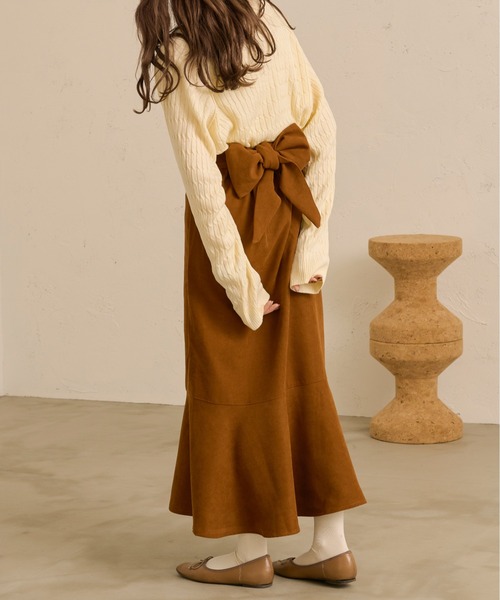 Ambre Neige(アンブルネージュ)の「ホソケーブルニット/【WEB/EC限定商品】(ニット/セーター・レディース・アイボリー/モカ・FREE)」の5枚目の写真