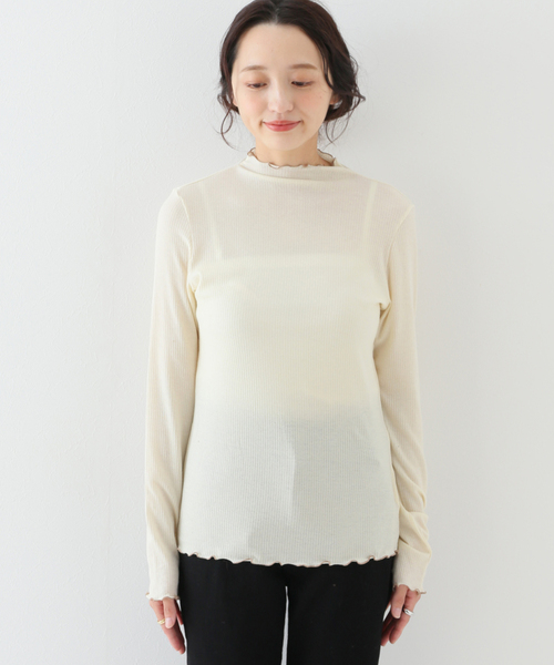SLOBE IENA（スローブイエナ）の「ウールメローリブプルオーバー◆（Tシャツ/カットソー・レディース・アイボリー/ブルー系その他・FREE）」の7枚目の写真
