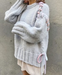 one after another NICE CLAUP | スペースダイの編み上げがアクセント！前後２Wayニットカーディガン(ニット/セーター)