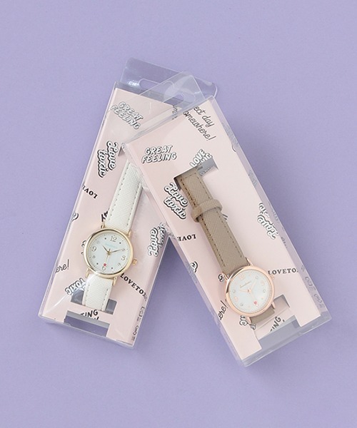 LOVETOXIC（ラブトキシック）の「合皮リボンバックルウォッチ（アナログ腕時計・キッズ・オフホワイト/モカ・FREE）」の9枚目の写真
