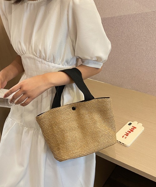 yuue' ( wear )(ユーイ)の「シンプルバスケット ハンドバッグ(ハンドバッグ・レディース・ホワイト/ブラック・FREE)」の2枚目の写真