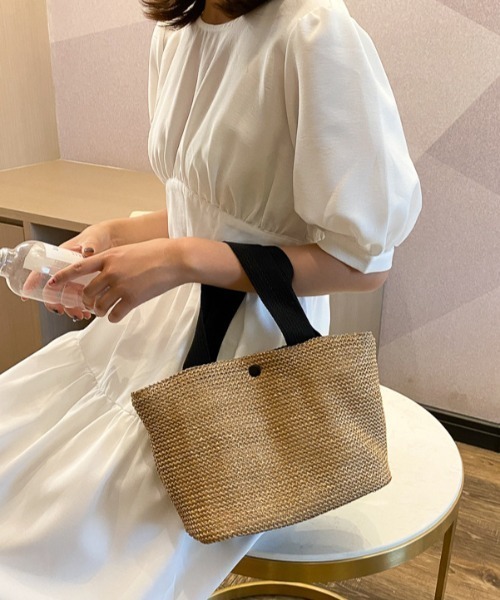 yuue' ( wear )(ユーイ)の「シンプルバスケット ハンドバッグ(ハンドバッグ・レディース・ホワイト/ブラック・FREE)」の4枚目の写真
