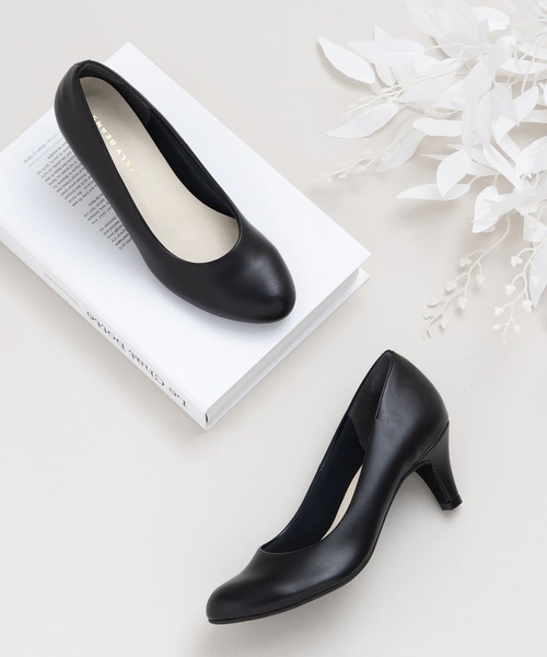 ラウンドトゥプレーンパンプス【Made in Japan】<ふわさら>＜痛くない