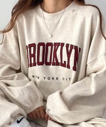 Dalfwin | 2022AW スウェット 秋冬 韓国スウェット ジャージ ルームウェア 部屋着【上下セット】BROOKLYNカレッジロゴ セットアップ パーカー トレーナー レディース 長袖(ルームウェア/パジャマ)