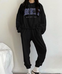 Dalfwin | 2022AW スウェット 秋冬 韓国スウェット ジャージ ルームウェア 部屋着【上下セット】BROOKLYNカレッジロゴ セットアップ(ルームウェア/パジャマ)