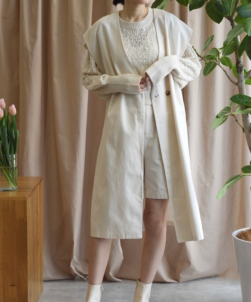 Alley by w closet（アリーバイダブルクローゼット）の「【Alley】【SETUP対応】おとなロングジレ（ベスト・レディース・モカ/キャメル/アイボリー/グリーン・FREE）」の2枚目の写真