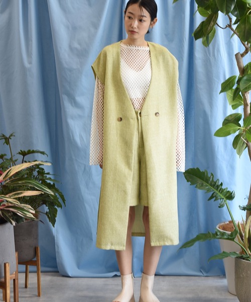 Alley by w closet（アリーバイダブルクローゼット）の「【Alley】【SETUP対応】おとなロングジレ（ベスト・レディース・モカ/キャメル/アイボリー/グリーン・FREE）」の14枚目の写真