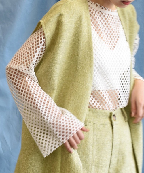 Alley by w closet（アリーバイダブルクローゼット）の「【Alley】【SETUP対応】おとなロングジレ（ベスト・レディース・モカ/キャメル/アイボリー/グリーン・FREE）」の18枚目の写真