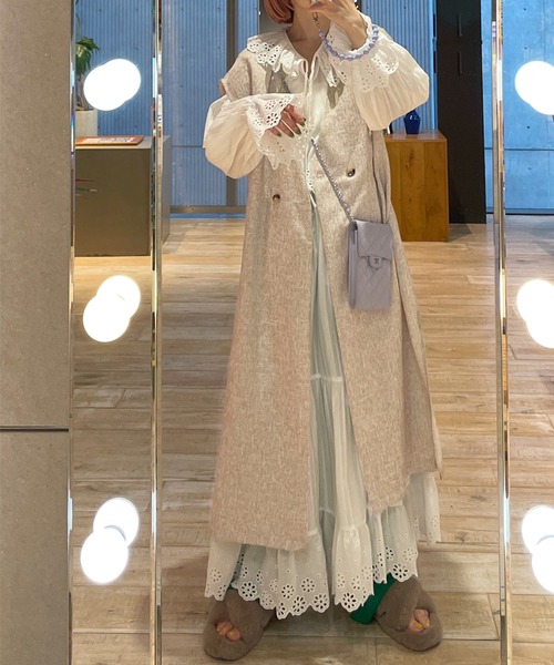 Alley by w closet（アリーバイダブルクローゼット）の「【Alley】【SETUP対応】おとなロングジレ（ベスト・レディース・モカ/キャメル/アイボリー/グリーン・FREE）」の22枚目の写真