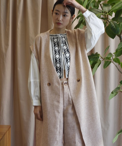 Alley by w closet（アリーバイダブルクローゼット）の「【Alley】【SETUP対応】おとなロングジレ（ベスト・レディース・モカ/キャメル/アイボリー/グリーン・FREE）」の10枚目の写真