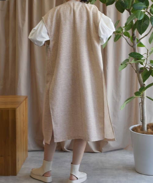 Alley by w closet（アリーバイダブルクローゼット）の「【Alley】【SETUP対応】おとなロングジレ（ベスト・レディース・モカ/キャメル/アイボリー/グリーン・FREE）」の12枚目の写真