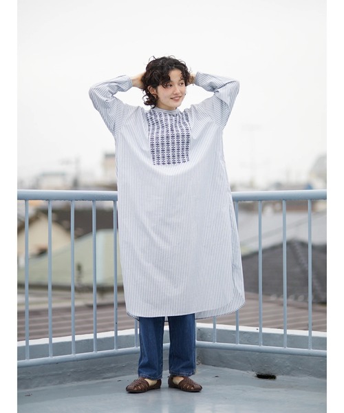 CRAFT STANDARD BOUTIQUE（クラフトスタンダードブティック）の「刺繍シャツワンピース　＊◆（シャツワンピース・レディース・アイボリー/ストライプ・FREE）」の12枚目の写真