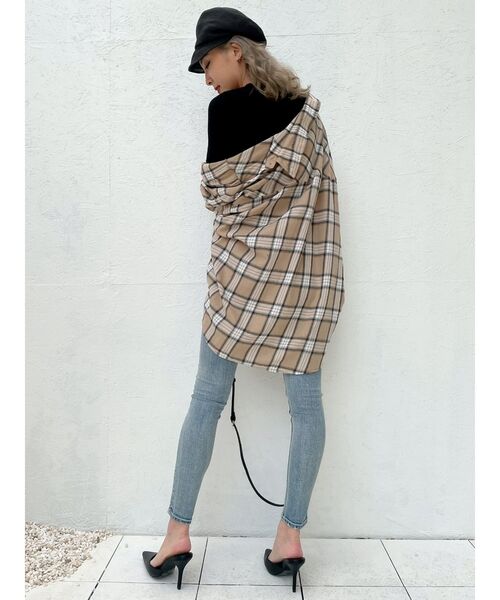 GYDA（ジェイダ）の「original checkBIG シャツ（シャツ/ブラウス・レディース・ベージュ/オフホワイト/シャーベット・FREE）」の6枚目の写真