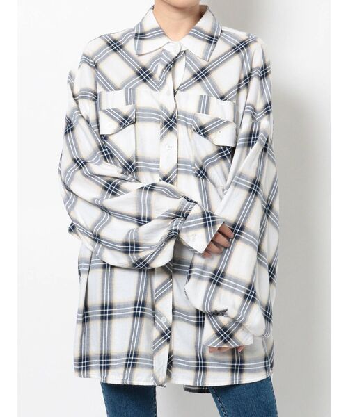 GYDA（ジェイダ）の「original checkBIG シャツ（シャツ/ブラウス・レディース・ベージュ/オフホワイト/シャーベット・FREE）」の18枚目の写真