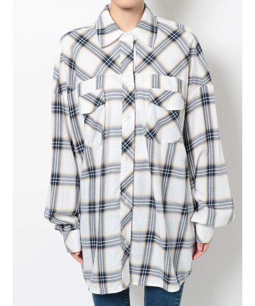 GYDA（ジェイダ）の「original checkBIG シャツ（シャツ/ブラウス・レディース・ベージュ/オフホワイト/シャーベット・FREE）」の19枚目の写真