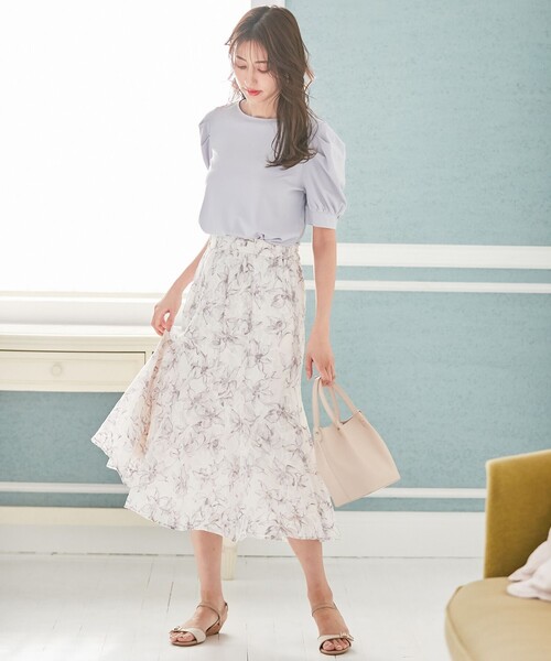 ANY SIS（エニィスィス）の「レーヨンナイロンポンチクルーネック カットソー（Tシャツ/カットソー・レディース・ライラック系/ネイビー系/ピンク系/ベージュ系・2）」の5枚目の写真