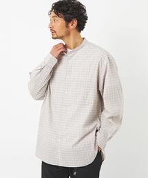 green label relaxing | コットンシルクボイル  ルーズ バンドカラー シャツ(シャツ/ブラウス)