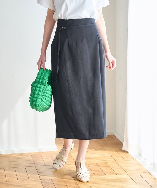 新品✨PLAIN PEOPLE ラップスカート ベルト付 リネン ロング丈 【公式