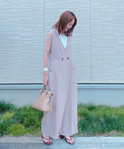 BEIGE オールインワン セール】ラップ風オールインワン（サロペット/オーバーオール