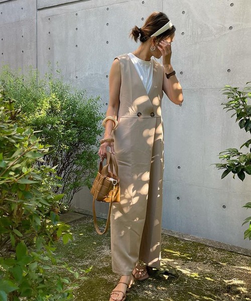 SUGAR BISKET(シュガービスケット)の「ラップ風オールインワン(サロペット/オーバーオール・レディース・グリーン/ダークブラウン/オレンジ/オリーブ/コーラルピンク/ブラック/ブラウン/ベージュ・M/L)」の13枚目の写真