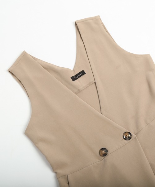 SUGAR BISKET(シュガービスケット)の「ラップ風オールインワン(サロペット/オーバーオール・レディース・グリーン/ダークブラウン/オレンジ/オリーブ/コーラルピンク/ブラック/ブラウン/ベージュ・M/L)」の9枚目の写真