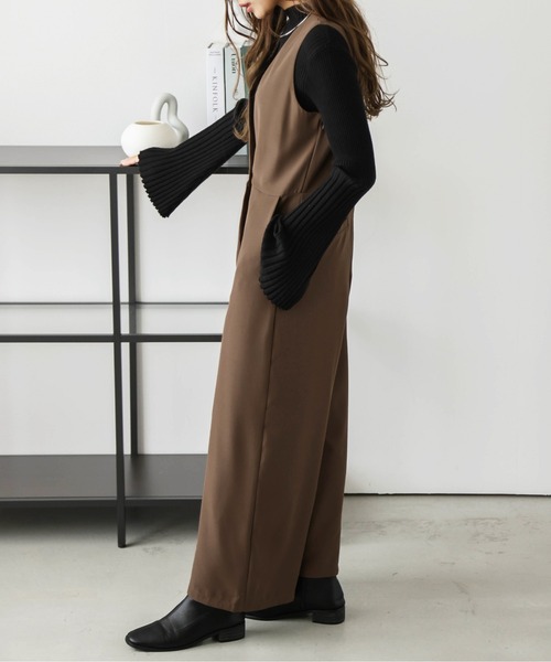 SUGAR BISKET(シュガービスケット)の「ラップ風オールインワン(サロペット/オーバーオール・レディース・グリーン/ダークブラウン/オレンジ/オリーブ/コーラルピンク/ブラック/ブラウン/ベージュ・M/L)」の21枚目の写真