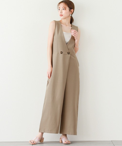【タグ付き新品】デプレ　シルク混カシュクールオールインワン　サロペット n'OrLABELカシュクール風Dカンサロペット』