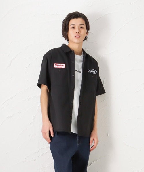 Dickies(ディッキーズ)の「Dickies ディッキーズ ワッペンワークシャツ(シャツ/ブラウス・メンズ・ブラック/オレンジ/グリーン/アイボリー・M/L/XL)」の5枚目の写真