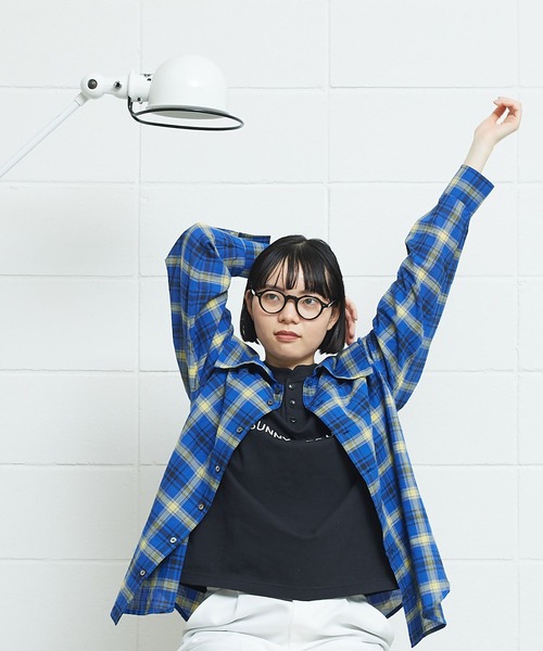 I am I in fact...（アイアムアイインファクト）の「●Pajamas check big BL（シャツ/ブラウス・レディース・イエロー/ブルー/レッド・FREE）」の2枚目の写真