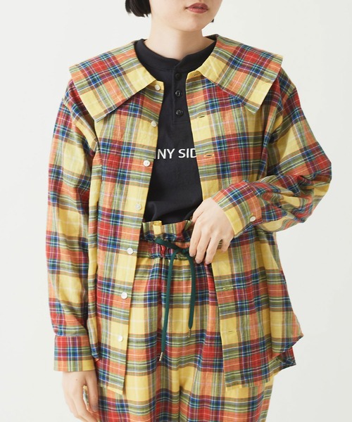 I am I in fact...（アイアムアイインファクト）の「●Pajamas check big BL（シャツ/ブラウス・レディース・イエロー/ブルー/レッド・FREE）」の5枚目の写真