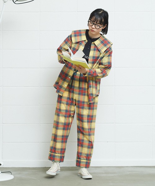 I am I in fact...（アイアムアイインファクト）の「●Pajamas check big BL（シャツ/ブラウス・レディース・イエロー/ブルー/レッド・FREE）」の10枚目の写真