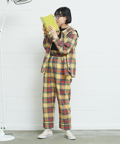 I am I in fact...（アイアムアイインファクト）の「●Pajamas check big BL（シャツ/ブラウス・レディース・イエロー/ブルー/レッド・FREE）」の11枚目の写真