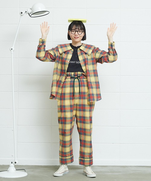I am I in fact...（アイアムアイインファクト）の「●Pajamas check big BL（シャツ/ブラウス・レディース・イエロー/ブルー/レッド・FREE）」の13枚目の写真