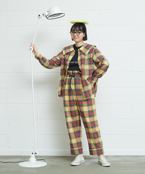 I am I in fact...（アイアムアイインファクト）の「●Pajamas check big BL（シャツ/ブラウス・レディース・イエロー/ブルー/レッド・FREE）」の14枚目の写真