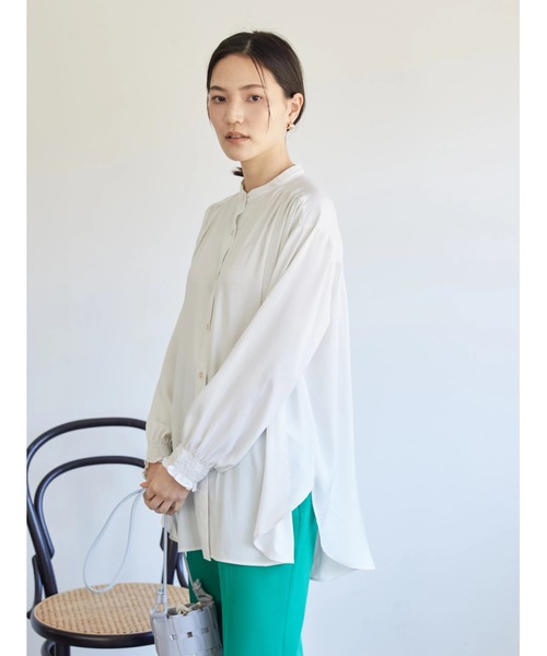 AMERICAN HOLIC（アメリカンホリック）の「サテンギャザーブラウス（シャツ/ブラウス・レディース・アイボリー/イエロー・L/M）」の8枚目の写真