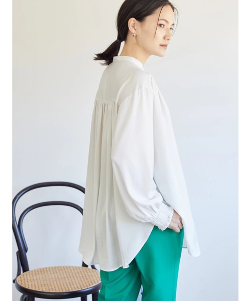 AMERICAN HOLIC（アメリカンホリック）の「サテンギャザーブラウス（シャツ/ブラウス・レディース・アイボリー/イエロー・L/M）」の9枚目の写真