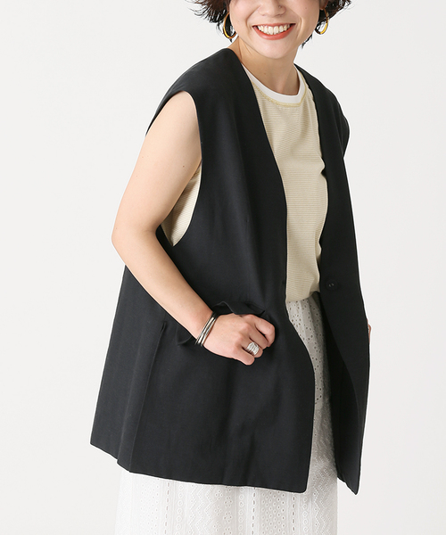 Simplicite（サンプリシテ）の「カラーレスジレ（ベスト・レディース・ブラック/ベージュ/ブルー・FREE）」の2枚目の写真