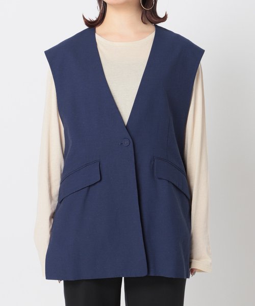 Simplicite（サンプリシテ）の「カラーレスジレ（ベスト・レディース・ブラック/ベージュ/ブルー・FREE）」の6枚目の写真