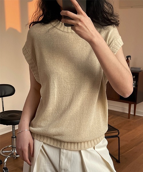 chuclla(チュクラ)の「【chuclla】【2022/SS】Lace up back sleeveless knit chw22s086(ニット/セーター・レディース・ベージュ/ブラック・FREE)」の3枚目の写真