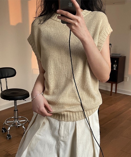 chuclla(チュクラ)の「【chuclla】【2022/SS】Lace up back sleeveless knit chw22s086(ニット/セーター・レディース・ベージュ/ブラック・FREE)」の10枚目の写真