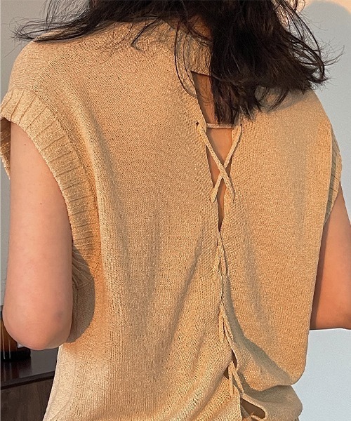 chuclla(チュクラ)の「【chuclla】【2022/SS】Lace up back sleeveless knit chw22s086(ニット/セーター・レディース・ベージュ/ブラック・FREE)」の18枚目の写真